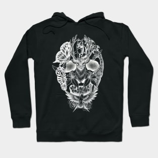 Animals and Flowers Wildlife Skull Hoodie